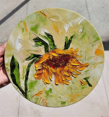 Malerei mit dem Titel "Sunflower, oil pain…" von Iryna Khmelevska, Original-Kunstwerk, Öl