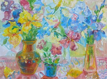Painting titled "spring flowers" by Irina Kindritska, Original Artwork, Oil