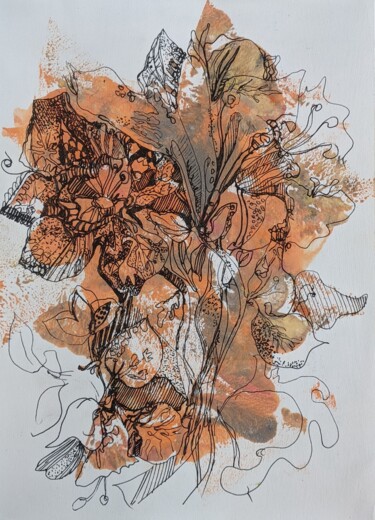 Schilderij getiteld "autumn sun flowers" door Irina Kindritska, Origineel Kunstwerk, Inkt