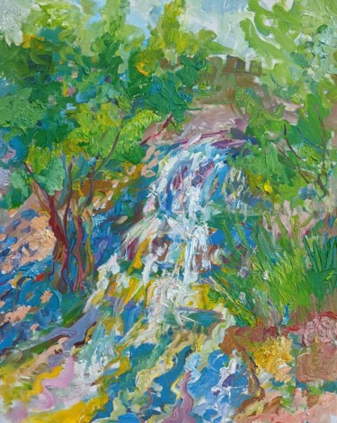 Painting titled "waterfall" by Irina Kindritska, Original Artwork, Oil