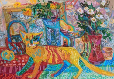 Malerei mit dem Titel "guardian of domesti…" von Irina Kindritska, Original-Kunstwerk, Gouache