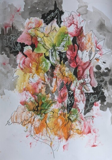 Картина под названием "tenderness of autumn" - Ірина Кіндрицька, Подлинное произведение искусства, Гелевая ручка