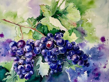 绘画 标题为“Serenity in Grapes” 由Irina Kurganskaya, 原创艺术品, 水彩
