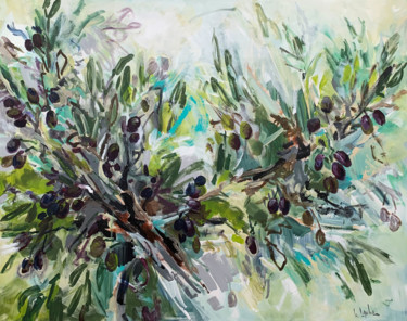 Malerei mit dem Titel "Olives" von Irina Laube, Original-Kunstwerk, Acryl