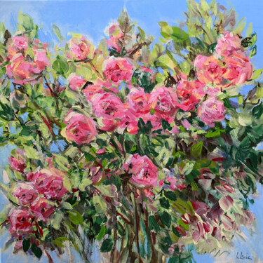 Malerei mit dem Titel "Pink Roses II" von Irina Laube, Original-Kunstwerk, Acryl