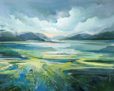 Painting titled "Green lake" by Irina Laube, Original Artwork, Acrylic