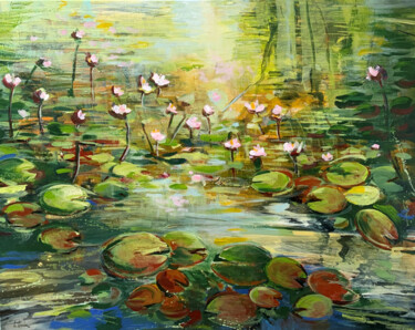 Malerei mit dem Titel "Summer reflection a…" von Irina Laube, Original-Kunstwerk, Acryl