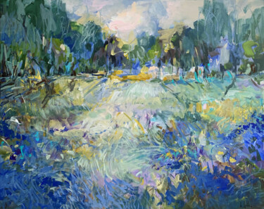 Peinture intitulée "Field of cornflowers" par Irina Laube, Œuvre d'art originale, Acrylique