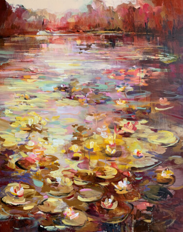 Pittura intitolato "At a pond" da Irina Laube, Opera d'arte originale, Acrilico
