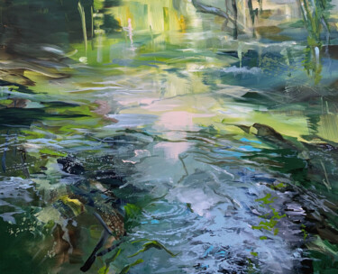 Malerei mit dem Titel "Forest brook I" von Irina Laube, Original-Kunstwerk, Acryl