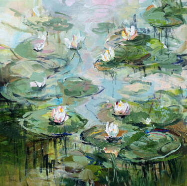 Malerei mit dem Titel "Water lilies" von Irina Laube, Original-Kunstwerk, Acryl