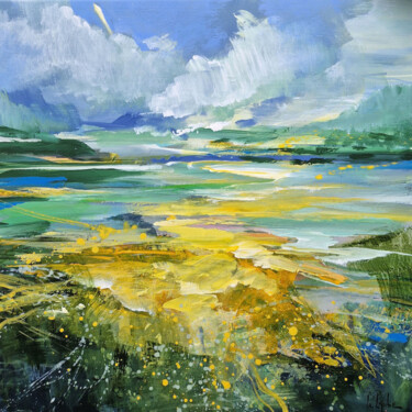 Painting titled "Summer landscape" by Irina Laube, Original Artwork, Acrylic