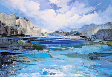 Malarstwo zatytułowany „A lake in the mount…” autorstwa Irina Laube, Oryginalna praca, Akryl