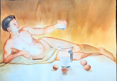 Schilderij getiteld "Watercolor Good Bre…" door Irina May, Origineel Kunstwerk, Aquarel