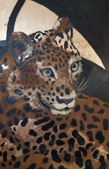 Pittura intitolato "Leopard. Wild anima…" da Irina Oleynik, Opera d'arte originale, Olio