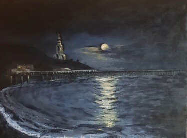 Malerei mit dem Titel "Painting "Night sea…" von Irina Oleynik, Original-Kunstwerk, Acryl