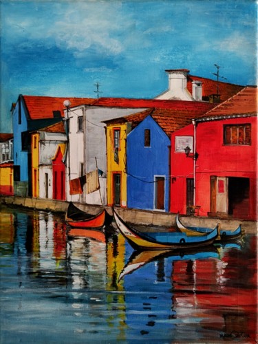 Painting titled ""Colors of Portugal"" by Irina Ozolina, Original Artwork, Acrylic