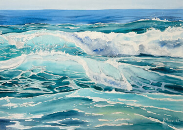 Painting titled "The wave" by Irina Ponna, Original Artwork, Watercolor