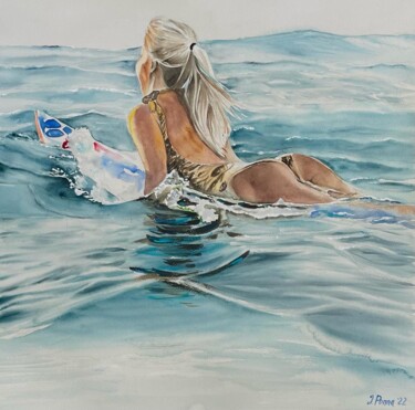 Painting titled "Surfer" by Irina Ponna, Original Artwork, Watercolor