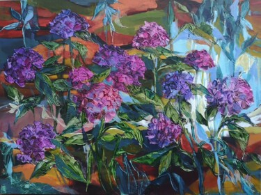 Painting titled "Hydrangeas. Autumn…" by Irina Privedentseva, Original Artwork, Oil