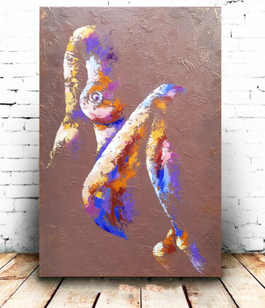Pittura intitolato "Nude Girl Colorful…" da Irina Prokofeva, Opera d'arte originale, Olio