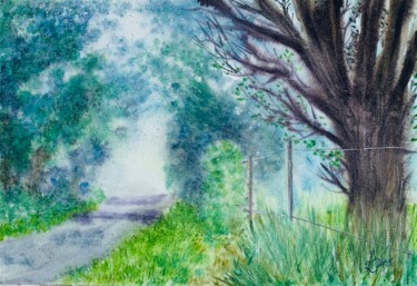 Peinture intitulée "The morning mist (D…" par Irina Rets, Œuvre d'art originale, Aquarelle