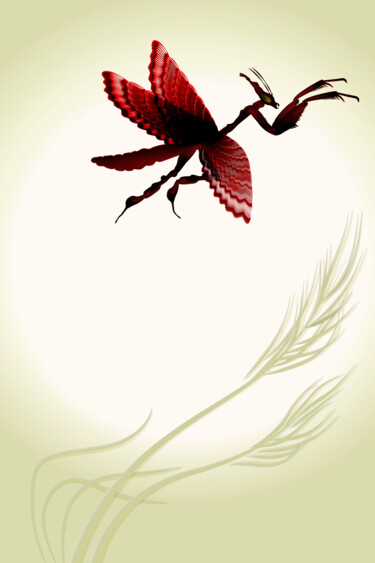 Digitale Kunst mit dem Titel "Flying mantis" von Irina Ryzkova (Ira Go), Original-Kunstwerk, 2D digitale Arbeit