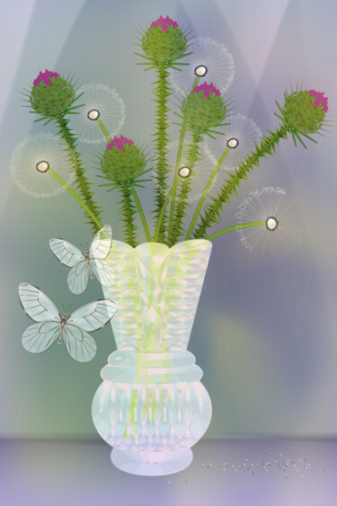 Digitale Kunst mit dem Titel "Dandelions and this…" von Irina Ryzkova (Ira Go), Original-Kunstwerk, Digitale Malerei