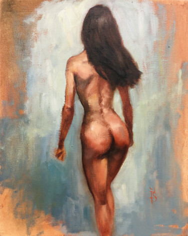 Painting titled "Nastya" by Irina Sergeyeva, Original Artwork, Oil Mounted on Wood Stretcher frame