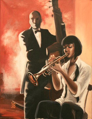 Malarstwo zatytułowany „Gangs Jazz” autorstwa Irina Sergeyeva, Oryginalna praca, Akryl Zamontowany na Drewniana rama noszy