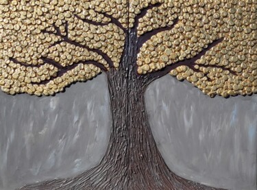 「Money Tree」というタイトルの絵画 Irina Tkachenko (iraHAPPYart)によって, オリジナルのアートワーク, アクリル ウッドストレッチャーフレームにマウント