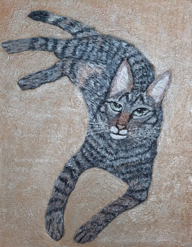 Pittura intitolato "Мой кот" da Irina Vishniakova, Opera d'arte originale, Acrilico