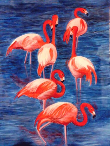 Картина под названием "Flamingo.jpg" - Irina Zaitseva, Подлинное произведение искусства, Акварель
