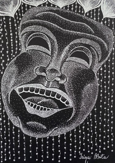 Dessin intitulée "Laughing at the pai…" par Irina Bbota, Œuvre d'art originale, Stylo gel