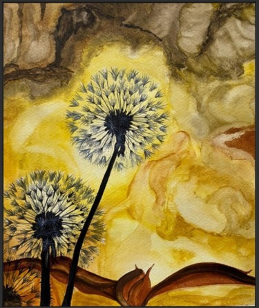 Картина под названием "Sunny abstraction" - Irina Ges, Подлинное произведение искусства, Акварель