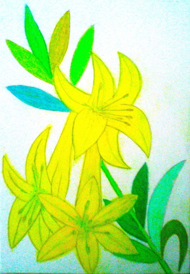 "Yellow Lilies Stem" başlıklı Tablo Irina Rabeja tarafından, Orijinal sanat, Pastel