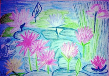 Malarstwo zatytułowany „Waterlilies” autorstwa Irina Rabeja, Oryginalna praca, Pastel