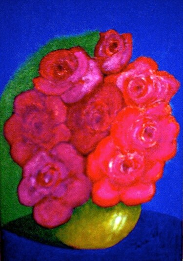 Pintura titulada "Red Roses in Ochre…" por Irina Rabeja, Obra de arte original, Oleo Montado en Cartulina