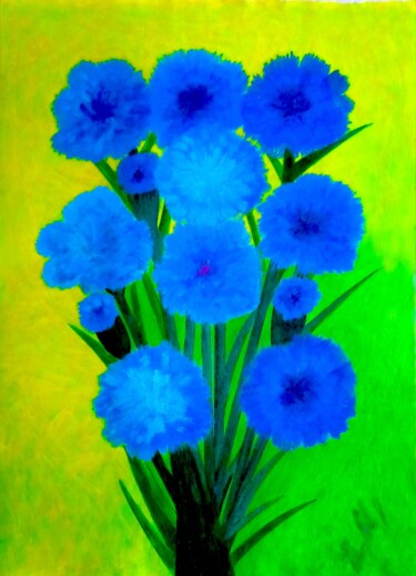 Pittura intitolato "Blue Bunch" da Irina Rabeja, Opera d'arte originale, Olio
