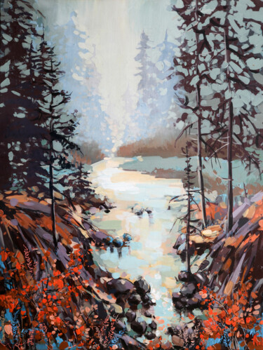 Peinture intitulée "Where The River Run…" par Irina Rumyantseva, Œuvre d'art originale, Acrylique