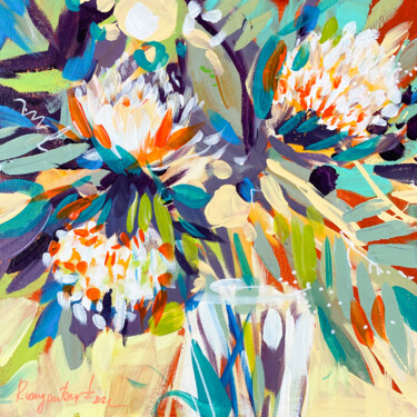 Pittura intitolato "Flowers In A Glass…" da Irina Rumyantseva, Opera d'arte originale, Acrilico Montato su Telaio per barell…