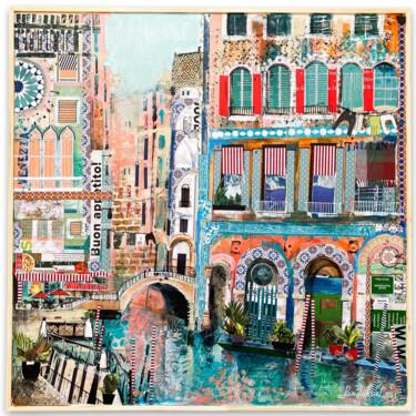 Painting titled "Venice Waterside" by Irina Rumyantseva, Original Artwork, Acrylic Mounted on Wood Panel