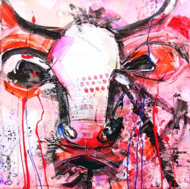 Painting titled "Nosey Cow 6" by Irina Rumyantseva, Original Artwork, Acrylic