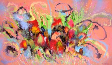「"Colorful Flowers"…」というタイトルの絵画 Irini Karpikiotiによって, オリジナルのアートワーク, アクリル