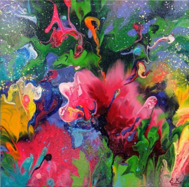 Peinture intitulée "Abstract Flowers Sm…" par Irini Karpikioti, Œuvre d'art originale, Acrylique