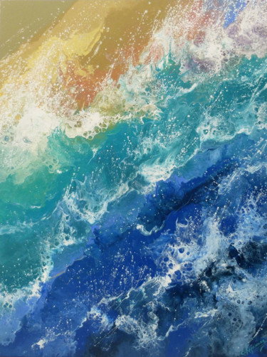 Painting titled "Seascape "Sea Spray"" by Irini Karpikioti, Original Artwork, Acrylic