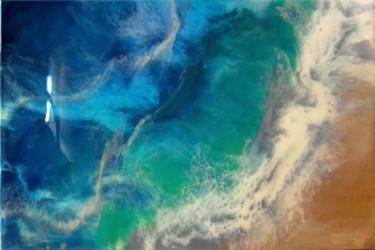 Painting titled ""Sea Wave" Resin La…" by Irini Karpikioti, Original Artwork, Acrylic