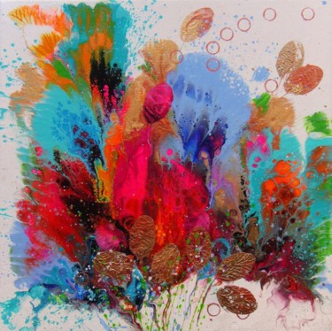 Painting titled ""Abstract Flowers"…" by Irini Karpikioti, Original Artwork, Acrylic