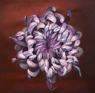 Painting titled ""Purple Flower" Lar…" by Irini Karpikioti, Original Artwork, Oil