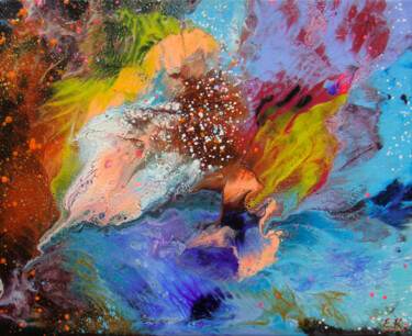 Картина под названием "Flight/framed" - Irini Karpikioti, Подлинное произведение искусства, Акрил Установлен на Деревянная р…